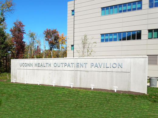 UCONN Health Center Outpatient Pavillion External Pin-mounted Letters