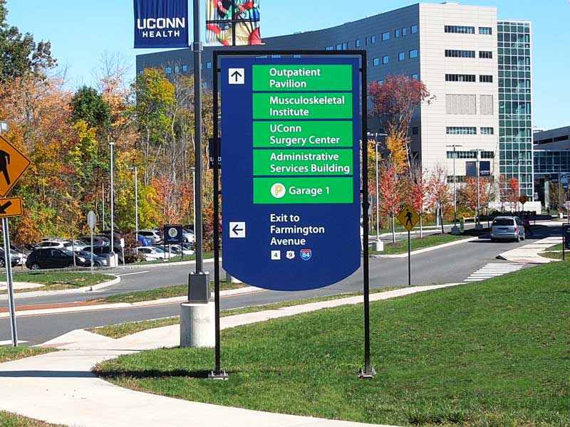 UCONN Health Center UCHC Farmington, CT Exterior Wayfinding Signs